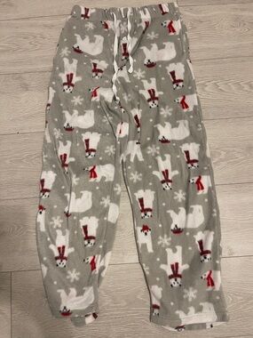 Cozy Gray Polar Bear Fleece Kids Pajama Pants